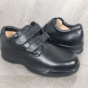 Apex Shoes Men 10.5 Black Walking Therapeutic Athletic Two Strap Slip Resistant
